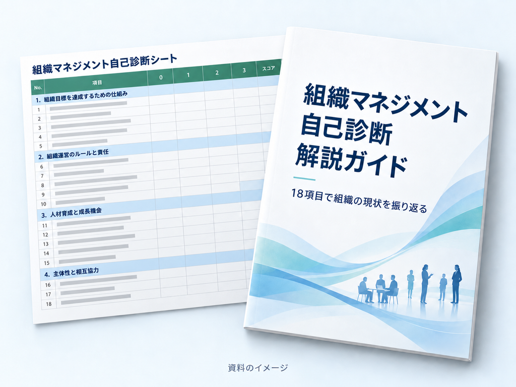 組織マネジメント自己診断シートと解説ガイドのイメージ